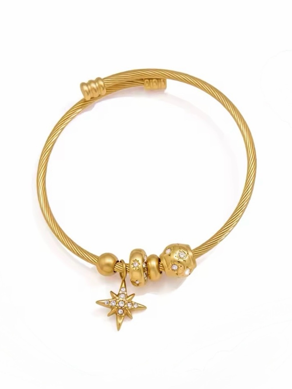18K Gold Plated Celestial Star Charm Bangle Bracelet